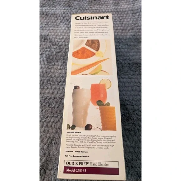 Vintage Cuisinart White Quick Prep Hand Blender 2 Speed #CSB-33 NOS 90s NIB - Picture 5 of 6